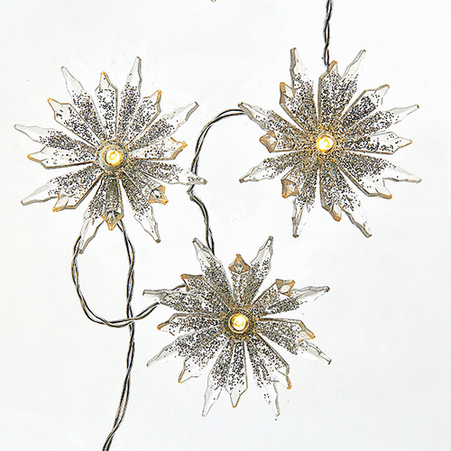 Pack of 10 Warm White Snowflake Christmas Decorative Party LED Lights 18"