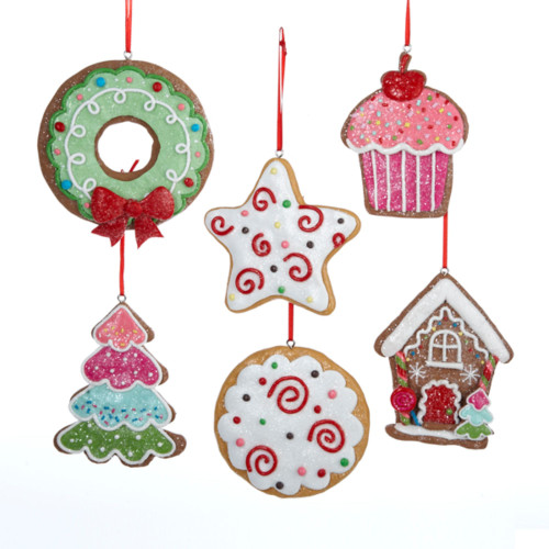 12 Gingerbread Kisses Claydough Gingersnap Cookie Christmas Dangle Ornaments