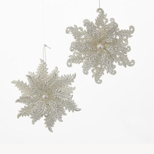 Club Pack of 24 Silver Glitter Elegant Winter Snowflake Christmas Ornaments