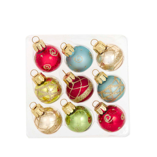 Club Pack of 108 Mini Colorful Glass Ball Christmas Ornaments 1" (25.4mm)