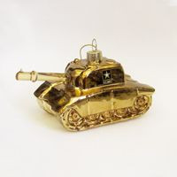 Pack of 6 U.S. Army Tank Glass Christmas Ornaments 5"