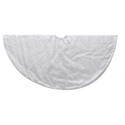 48" White Swirl Patterned Christmas Tree Skirt
