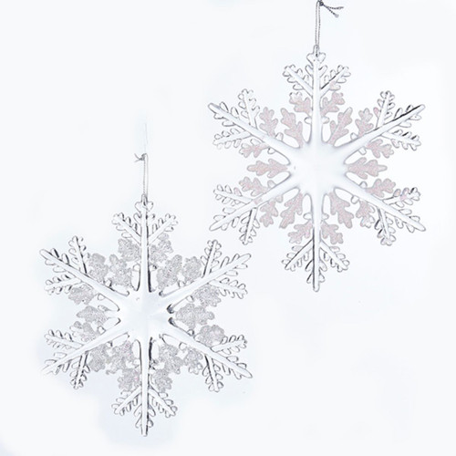 Pack of 24 Icy Crystal Iridescent Clear & Frosted Snowflake Christmas Ornaments
