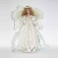 12" Lighted Ivory Angel with Halo Christmas Tree Topper - Clear Lights