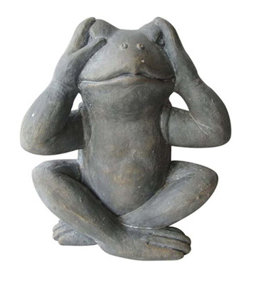 17" Gray Ceramic No See Frog Statue