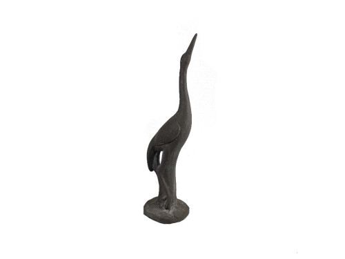 28" Gray Ceramic Upward Looking Crane Statue