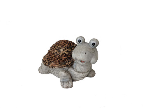 13" White And Brown Ceramic Mgo Nautical Turtle Statue
