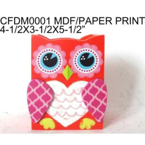 5.5" Red and White Contemporary Owl Brush Pots