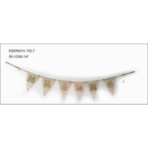 50.5" Gold and Ivory Felt Flag Garland