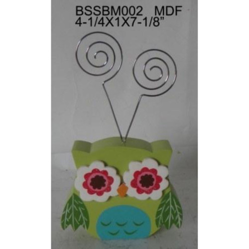 7" Green and White Contemporary Owl Photo Clip