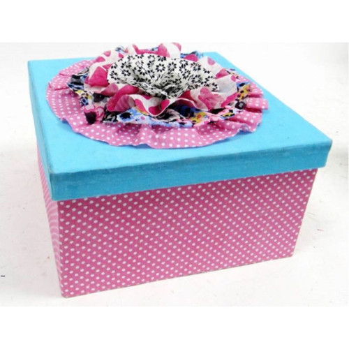 8.25" Pink and Blue Contemporary Square Gift Box