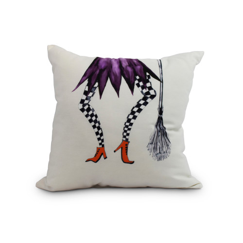 16" White and Black Throw Pillow - Down Alternative Filler