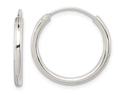 Medium Hoop Earrings in Sterling Silver 1 Inch (2.0mm)