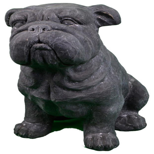 14.5" Ceramic Faux Stone Finish Gray Dog Statue