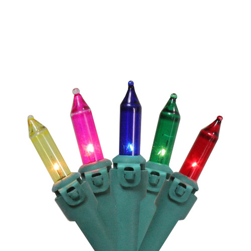 150-Count Pink and Blue Mini Christmas Light Set, 31ft Green Wire