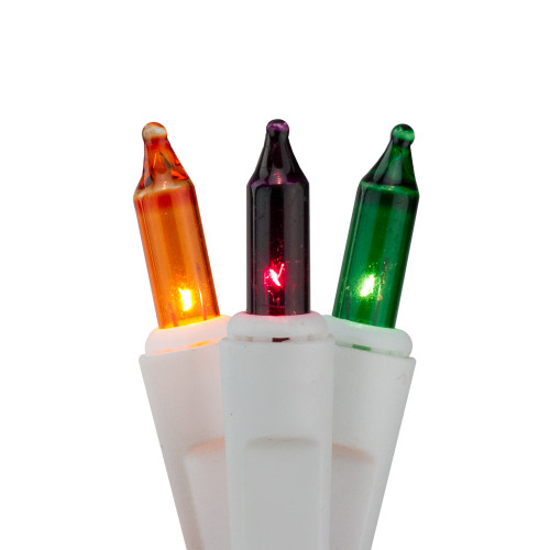 50-Count Vibrantly Colored Mini Mardi Gras Christmas Light Set, 14.2ft White Wire