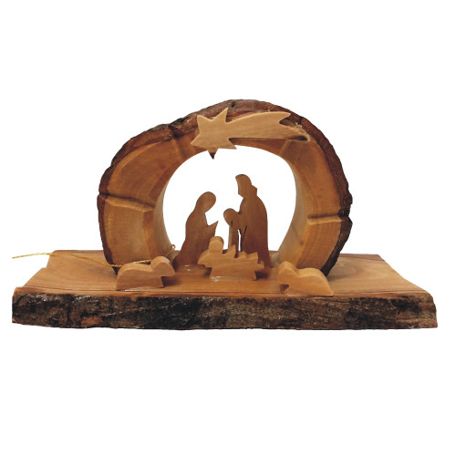 3" Brown Wooden Arched Nativity Grotto Ornament