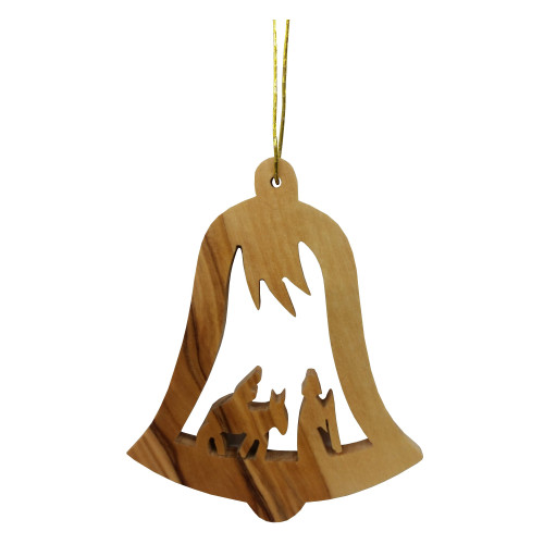 3" Brown Wooden Flight to Egypt in Bell Hanging Ornament