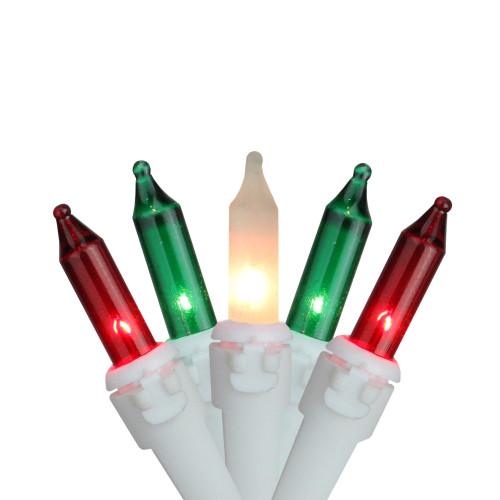 100-Count Red and Green Mini Christmas Light Set, 34.25ft White Wire