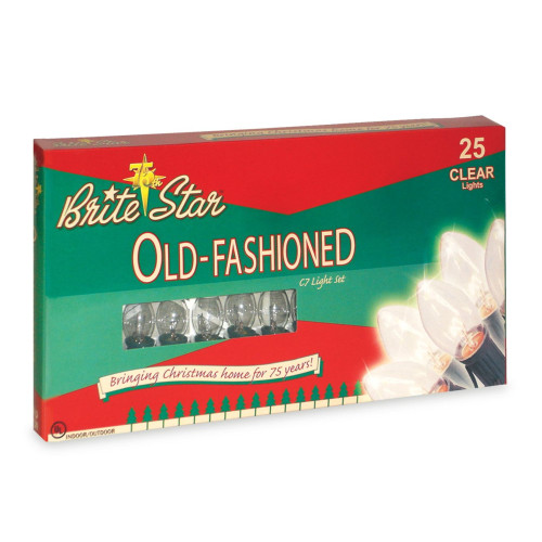 25-Count Clear C9 Old Fashioned Christmas Lights, 25ft Black Wire