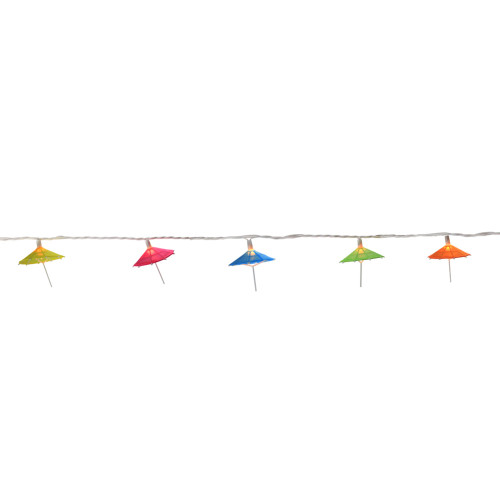 10-Count Vibrantly Colored Sun Umbrella Christmas Light, 6ft White Wire
