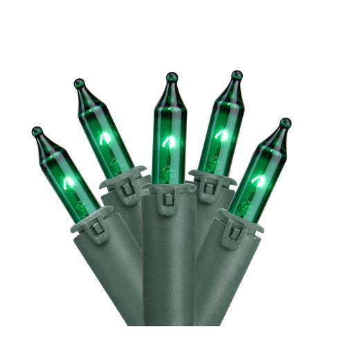 100-Count Green Commercial Grade Mini Christmas Lights - 45.5 ft Green Wire