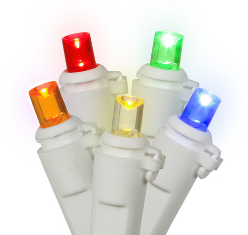 60 Multi-Color LED Wide Angle Mini Christmas Lights - 19.6 ft White Wire