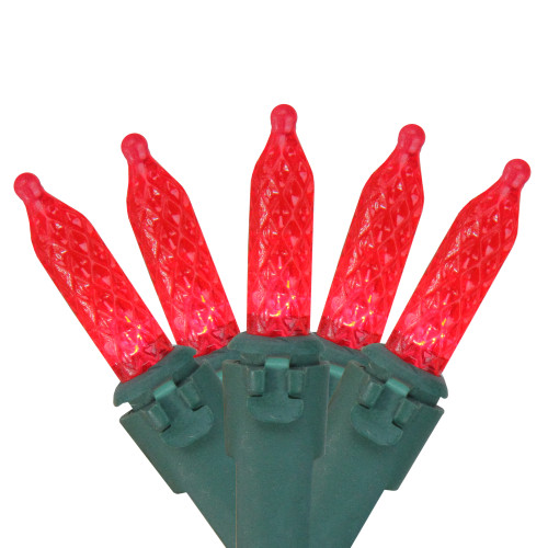 70 Red LED M5 Mini Christmas Lights - 35 ft Green Wire