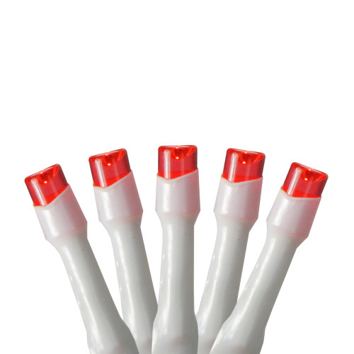 20 Battery Operated Red LED Wide Angle Christmas Lights - 6.25 ft White Wire