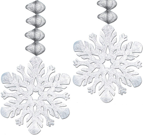 Beistle Foil Snowflake Danglers Silver 30 in (76 cm) Contains 2 Pieces