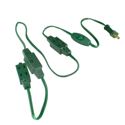 9' Green Indoor Extension Power Cord with 9-Outlets and Safety locks