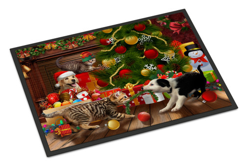 Caroline's Treasures PTW2076JMAT Holiday A Little Christmas Fun Yellow Lab Indoor or Outdoor Mat 24x36 , 24H X 36W, multicolor