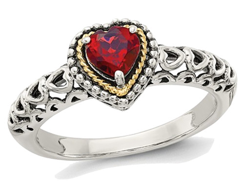 5mm Garnet Ring in Sterling Silver with 14K Gold Accents - 68QGG0663GA-8