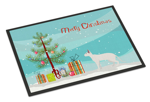 Peterbald #1 Cat Merry Christmas Door Mat, Indoor Rug or Outdoor Welcome Mat 24x36 Doormat CK4682JMAT