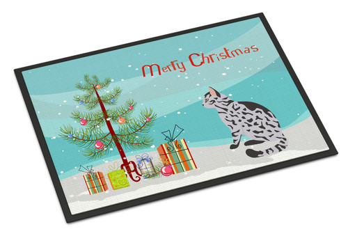 Serengeti Cat Merry Christmas Door Mat, Indoor Rug or Outdoor Welcome Mat 18x27 Doormat CK4791MAT