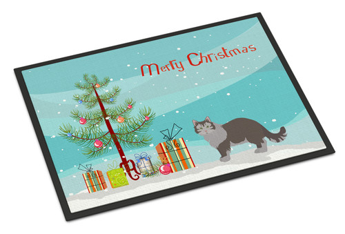 Caroline's Treasures CK4714MAT Siberian Forest #1 Cat Merry Christmas Indoor or Outdoor Mat 18x27 , 18H X 27W, multicolor