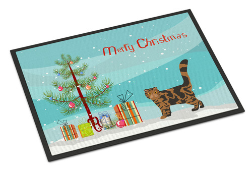 Caroline's Treasures CK4625MAT Foldex Exotic Fold #2 Cat Merry Christmas Indoor or Outdoor Mat 18x27 , 18H X 27W, multicolor