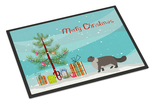 Caroline's Treasures CK4679MAT Persian Modern #2 Cat Merry Christmas Indoor or Outdoor Mat 18x27 , 18H X 27W, multicolor