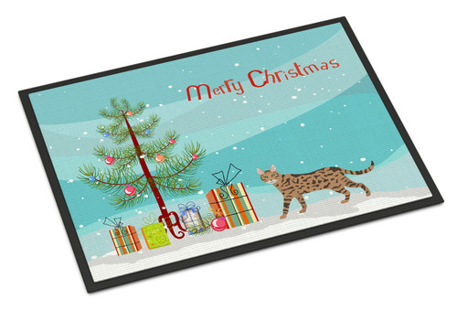 Serengeti Cat Merry Christmas Door Mat, Indoor Rug or Outdoor Welcome Mat 18x27 Doormat CK4709MAT
