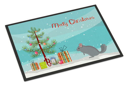 Foggy Chinchilla Merry Christmas Door Mat, Indoor Rug or Outdoor Welcome Mat 18x27 Doormat CK4434MAT