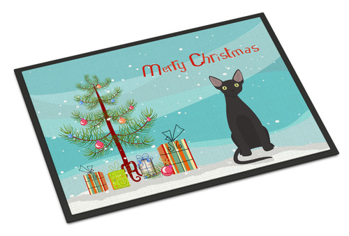 Devon Rex #3 Cat Merry Christmas Door Mat, Indoor Rug or Outdoor Welcome Mat 18x27 Doormat CK4764MAT