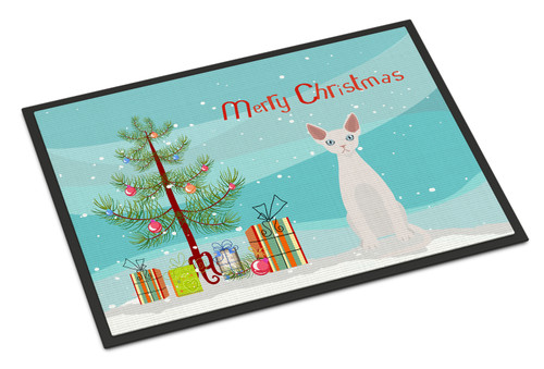 Devon Rex #2 Cat Merry Christmas Door Mat, Indoor Rug or Outdoor Welcome Mat 24x36 Doormat CK4763JMAT