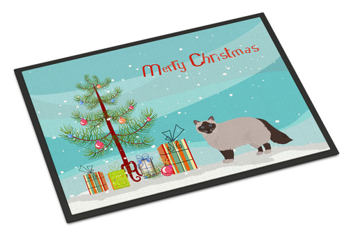 Birman Cat Merry Christmas Door Mat, Indoor Rug or Outdoor Welcome Mat 18x27 Doormat CK4570MAT