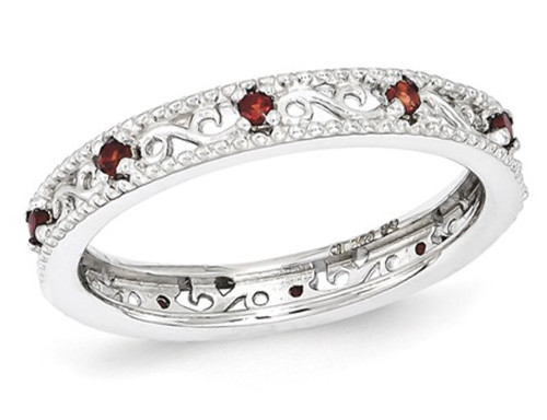 Garnet Eternity Band Ring 1/5 Carat (ctw) in Sterling Silver - 68QGG1482GA-7