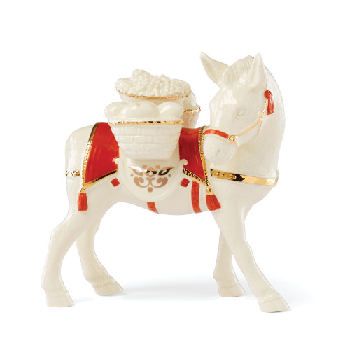 6.75" Red and White Christmas Nativity Donkey Figurine