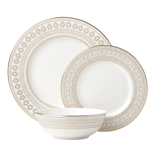 Set of 3 Gold and White Contemporary Place Setting
