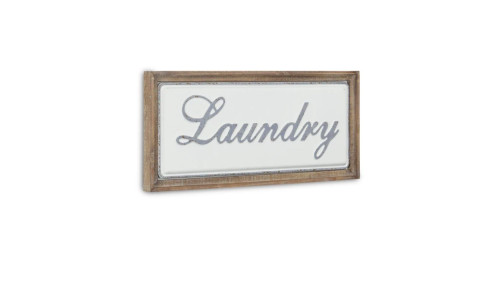 23.5" White and Brown "Laundry" Rectanlge Wall Sign
