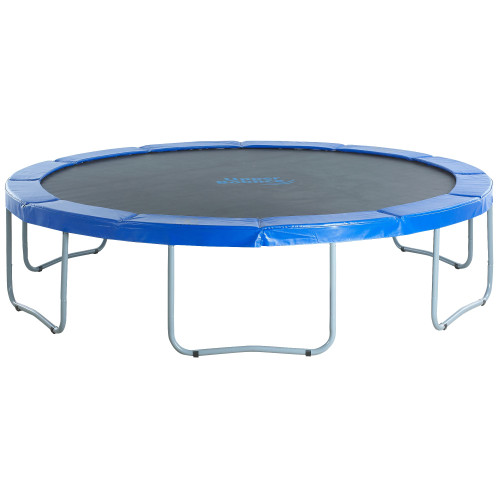 12' Black and Blue Upper Bounce Outdoor Trampoline with Blue Safety Pad