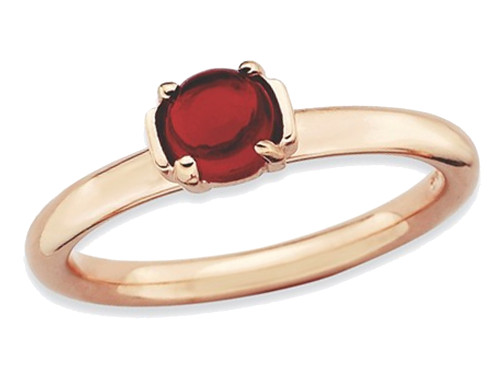 Natural Red Garnet Ring 2/5 Carat (ctw) in Rose Pink Plated Sterling Silver - 68QGG0741GA-6