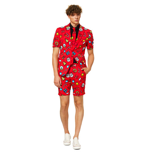 Red and Yellow Summer Dapper Decorator Men's Adult Christmas Suit - US48